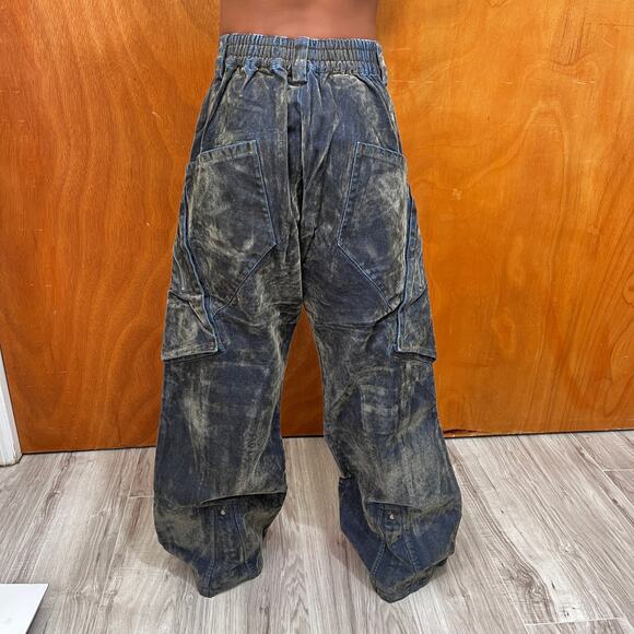 Projectisr XIFHEVIL Layered Paneled Robotic Mens Wide-Leg Jeans Size L (W30 L28) - Picture 3 of 16